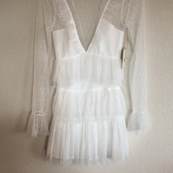 Sale ‼️Tularosa Blue Moon ruffle white tulle mini Dress new - Picture 6 of 13